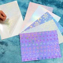 36 Sheets A4 Holographic Paper Sticker Transparent Waterproof Self Adhesive Film 11.X 8.3 Inches (Gem,, Colorful,) - 寶石,彩虹,斑點,星星,雪花,心形 - 查看 7