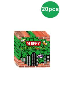 10 قطعة من أطباق وفوط الحفلات بتصميم ألعاب البطل ومناظر مدينة الكوميديا الخضراء، طقم حفلة عيد ميلاد السلحفاة الخضراء للرجال، مناسب لحفلات عيد الميلاد، حفلات العائلة، حفلات الأصدقاء، الحفلات الصيفية الخارجية