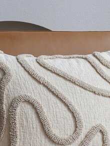 1pc Modern Minimalist Abstract Line Embroidery Throw Pillow Cover, Nordic Style Sofa Cushion Cover, Atmosphere Decor Pillow Sham, Suitable For Living Room, Bedroom Decor, Beige (Without Pillow Insert) - Beige - View 4