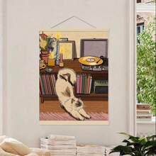 1幅抽象猫主题帆布墙画海报，装饰艺术风格，无框 - 彩色 - 查看 18