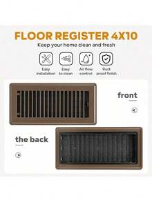 Floor Register 4x10, Floor Vent Covers, Heavy Duty Steel Walkable Floor Vents, For Sidewall And Floor, Brown 10 Pack - 4 Inches X 10 Inches, 10 Pieces, Brown - View 5
