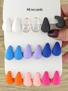 3 Pairs Women Simple CCB Plastic Water Drop Smooth Spray Painted Stud Earrings, Fashion Earring Set, Gift & Daily Use