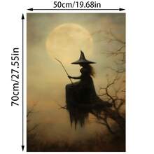1 件复古万圣节女巫艺术海报，黑暗学院恐怖女巫帆布画，防水帆布墙艺术，艺术墙画，可作为礼物，可作为客厅、卧室、浴室、办公室、走廊、厨房装饰、房间装饰、家居装饰的装饰品（可选框架） - 彩色 - 查看 20