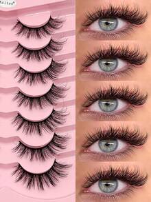 Asiteo 7/14/21 Pairs Cat Eye 3D Natural Wispy Look, Soft Band Faux Mink Lashes Fluffy Daily False Eyelash Extension For Vacation Or Appointment - Fluffy Lashes - View 2
