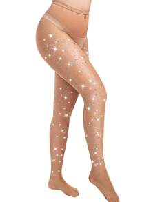 Medias brillantes con efecto de red para mujer, medias de red con lentejuelas y cristales, medias de malla para fiestas nocturnas