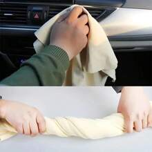 1 pièce Serviette de voiture en peau de cerf haut de gamme - Super absorbante, ne peluchant pas, naturelle, douce et délicate pour le nettoyage de la voiture, convenant à un usage domestique et de restaurant - Alternative de haute qualité à la peau de mouton, lavage à la main uniquement, style vintage, serviette de qualité pour restaurant, serviette de style vintage, tissu super absorbant, accessoire automobile