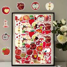 50pcs Apple Style Ins Minimalist Red Decorative Sticker, Creative For Floral Vase, DIY Notebook School Supplies, Back To School