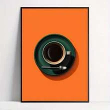1 pieza Ilustración de café expreso de estilo Bauhaus de mediados de siglo Vintage, material de lienzo sin marco para decoración de pared en el hogar, oficina, dormitorio, sala de estar, cocina, baño o cafetería - Multicolor - Ver 9