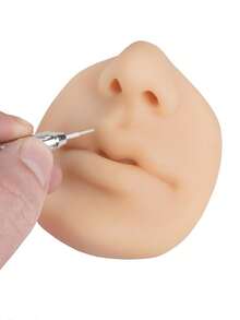 硅胶耳模型，鼻子和嘴模型，左右柔软灵活模型假耳穿孔练习，硅胶身体部件，逼真的硅胶耳模用于珠宝展示针灸人体模型教学指导 - 彩色 - 查看 2