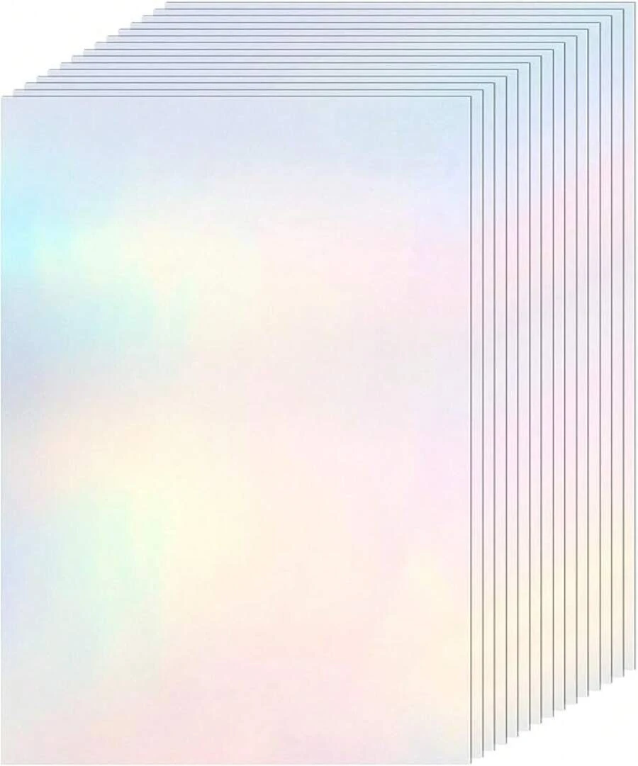 36 Sheets A4 Holographic Paper Sticker Transparent Waterproof Self Adhesive Film 11.X 8.3 Inches (Gem,, Colorful,) - 豐富多彩的 - 查看 1