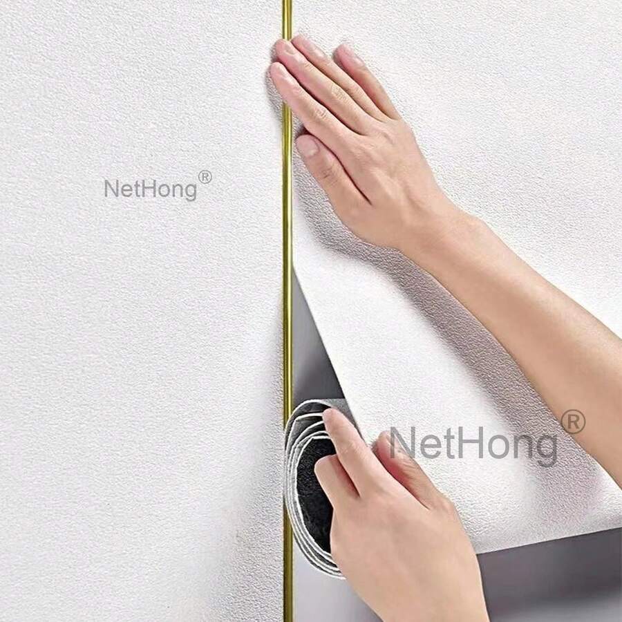 NetHong 10M Thicken Self Adhesive Thermal Insulation Wallpaper Linen Plain Wall Sticker - White - View 1