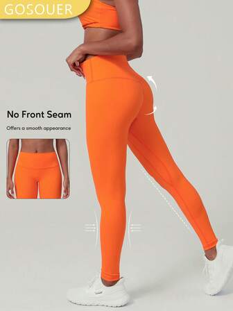 GOSOUER 女士高腰无前缝后深V臀线跑步户外运动普拉提瑜伽紧身裤