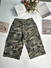 Retro Camouflage Workwear Wide Leg Jeans For Men And Women, Casual Three-Dimensional Large Pocket Seven Quarter Straight Leg Pants - Multicolor - View 7