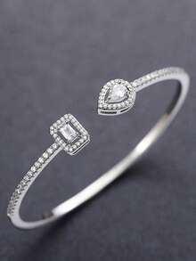 1 pieza Brazalete clásico de circonia cúbica para mujeres, regalo del Día de San Valentín, joyería de boda