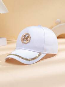 1 pièce Casquette de baseball mode femme avec bord de strass et logo M réglable, convient pour les sorties et les rassemblements quotidiens, cadeau idéal