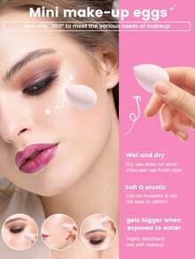 46pcs Makeup Tool Set Including 25pcs Makeup Brush &Makeup Sponge &Finger Puff &Makeup Puff Sponge Triangle& Makeup Brush Cleaner Bowl & Eyelash Curler & For Liquid, Cream, And Powder - Buffing, Blending, And Face Brush - Pink - View 8