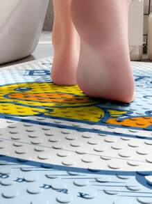 B. Duck 1 pieza Alfombra de ducha gruesa con estilo de pato de dibujos animados, autorizada por B.DUCK, con ventosas antideslizantes, lavable a máquina, accesorio de baño y decoración de baño