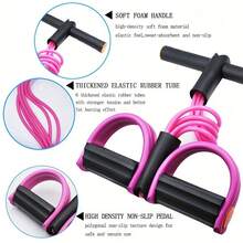 6Six-Tube Elastic Yoga Pedal Pull Rope For Stretching, Slimming & Muscle Training, Fitness Equipment For Belly, Waist, Arms & Legs - Purple - View 3