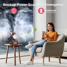 Portable Camping Tent Fan With LED Light & 10400mAh Rechargeable Battery – Quiet Outdoor Fan And Power Bank For Travel, Hiking, Home, Desk, And Sleeping,Travel Essentials Hand Held Fan,Portable Fans - Hồng - Xem 2