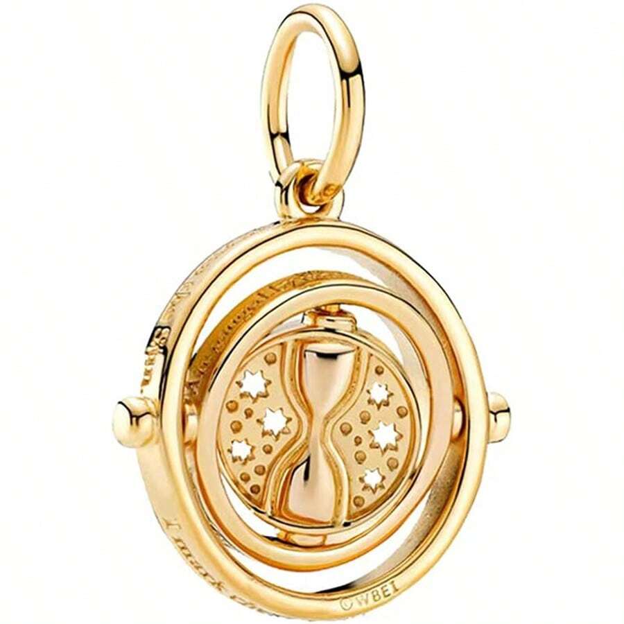 925 Sterling Silver Circle Charm, Fashionable Beads Suitable For DIY Bracelet - Gold - View 1