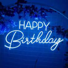 1pc Happy Birthday LED Neon Light, Warm White Wall-Mounted LED Lamp, With Switch, USB Powered, Plastic Material, 16.5*9.8 Inches - Multicolor - View 10
