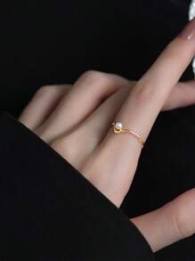 1pc V-Shaped Pearl Ring, Minimalist Design Knuckle Ring