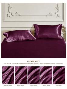 1pc Premium Satin Envelope Pillowcase, Soft & Breathable, Wrinkle-Resistant, Gentle On Hair & Skin, Improves Sleep Quality, No Pillow Insert Included, Purple, Oeko-Tex Certified - Purple - View 9