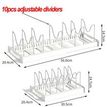 1PCS 10 Tier Expandable Saucepan Pan Pot Lid Holder Kitchen Organiser Rack Storage White - White - View 3
