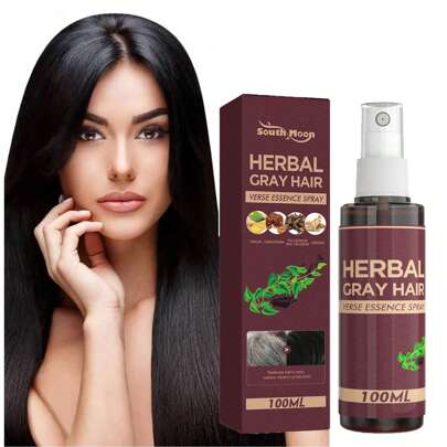 Hair Darkening Spray Herbal Anti White Hair Serum Restore Natural Color Scalp Nourishing Relieve Dandruff Itching Reduce Gray Hair Smoothing Shiny
