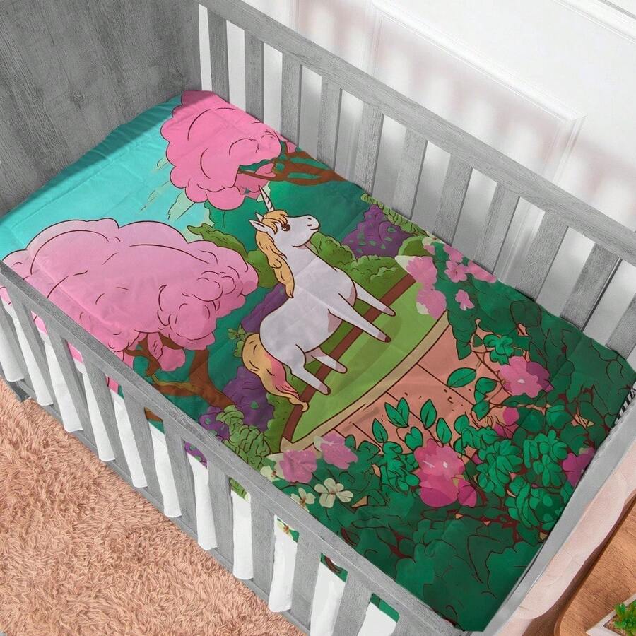 Baby Comforter For Crib And Bed, Warm Padded, Sublimated Print - Unicorn - View 1