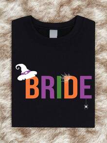 1 PC Halloween Bachelorette Shirts, Halloween Bride Tribe T-Shirt, Bridal Shower Tee, Spooky Season Bride Shirt, Wedding Gift, Bachelorette Party IT-3423 - Black T-shirt Bride - View 2