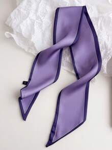 1 Pieza Pañuelo Para Mujer De Moda Decorativo Y Sencillo, Con Una Cinta Larga De Banda Estrecha Y De Color Sólido De Doble Cara - Morado - Ver 2
