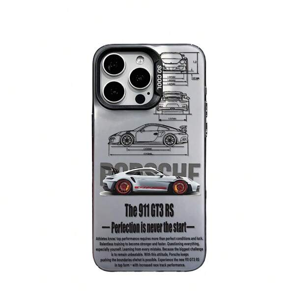 HANCAI Capa de celular com design de carro esportivo, adequada para 16, 15, 14, 13, 12, 11 Pro Max, capa traseira fosca e antiderrapante