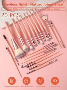3/6/20/42/PCS Makeup Tools Set Including:23PCS Makeup Brush Set+3PCS Makeup Sponges+3PCS Mini Makeup Sponges+3PCS Triangle Powder Puffs+6PCS Mini Air Cushion Powder Puffs+1pc Makeup Brush Cleaning Tools+1pc Hairband+2PCS Hand Bowl Strap - 粉色 - 查看 14