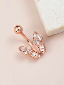 1 pièce Anneau de nombril en acier inoxydable 316 avec un joli nœud rose en zirconium. Bijou de piercing corporel doux et délicat, idéal pour un port quotidien avec plusieurs options de couleurs