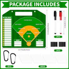 Magnetic Baseball Lineup Board, Professional Softball & Baseball Lineup Board For Dugout, Baseball Clipboard For Coaches With 40 Magnetic Lineup Cards And High-End Markers - Green - View 3