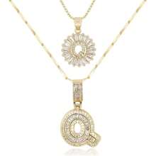 Dainty Bubble Initials Balloon Letter Necklace Set For Women Double-Layer Rock Initials Letter Necklace Set Synthetic Cubic Zirconia Micro-Inlaid Crown Letter Diy English