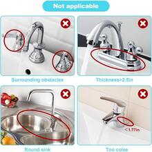 Local Shipping-5°Slope Kitchen Sink Splash Guard-Gray Silicone Faucet Mat Handle Drip Catcher Tray Behind Faucet With Soap Dispenser Hole-1pc Water Clear Gadgets For Sink Accessories 5 By 24inch Long Organizer - Gray - 查看 3