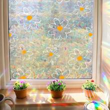 Daisy Flower Colored Sunlight Static Prism Window Film - Double Sided, No-Stick Static Adhesion, Anti-Clash Rainbow Sun Catcher, Reusable PVC For Home And Office Decoration