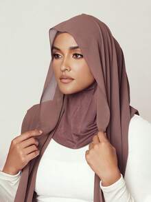 1 chiếc khăn trùm đầu Hijab cài áo có móc nam châm, khăn choàng voan 3 trong 1, mũ ống và khăn trùm đầu, vải voan mềm mại, thoáng khí, thích hợp mặc hàng ngày, lễ hội, cầu nguyện và hành hương - Khăn trùm đầu 3 trong 1 - Xem 8