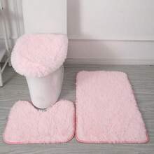 Juego de alfombras de baño de 3 piezas, tapa para inodoro antideslizante y alfombrilla contorneada, alfombrillas de baño y ducha, alfombra de baño para bañera, inodoro, baño, color rosa W10 - Rosa - Ver 1