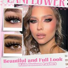 Glow HavenLanflower Lash Clusters Kit With Bottom Lashes Extension 120D Thick Volume Cluster Lashes Waterproof Cluster Eyelash Extensions Kit D Curl Eyelash Extension Kit Fluffy 10-18 Mm Individual LashesGlow Haven - 120D With Bottom Lashes - View 2