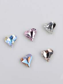 55 Pack 3D Heart Nail Charms Rhinestone Pointed Bottom Jewelry Peach Heart Crystal Nail Charms Diy Nails Decoration Art Gems Manicure Tool Accessory For Women And Girls Fingernail Nail Supplies Nails - Multicolor - View 5