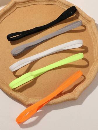 5 pièces Bandeau protecteur élastique de couleur unie antidérapant pour hommes, polyvalent pour un usage casual, sportif et quotidien, accessoire et serre-tête pour cheveux