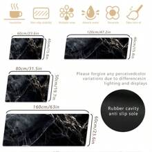 1pc Black & White Marble Pattern Kitchen Mat - Washable Nylon Carpet, Anti-Slip Heat Insulation Absorbent Easy To Clean, Minimalist Nordic Style, Suitable For Entryway, Laundry Room, Table, Pet Feeding, Modern & Fashionable, Ideal Gift