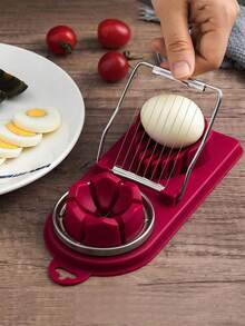 1pc Egg Slicer, Egg Cutter For Hard Boiled Eggs, Strawberry Slicer, Stainless Steel Wire Egg Slicer Dicer, Egg Slicer For Kitchen - Multicolor - View 3