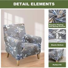 Local Delivery - Banquet Armchair Slipcover Printed Chair Covers With Arms Stretch Club Chair Slipcover Soft Armchair Sofa Covers Anti-Slip Furniture Protector For Dogs Pets Home Living Room Decor, 14 - 55 - 查看 3