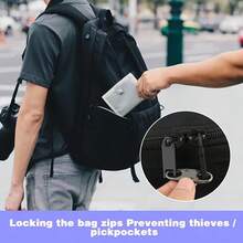 4 Packs Anti-Theft Zipper Clips – Secure Locking Zipper Pulls Replacement – Versatile Black Multi-Purpose Hooks – Double Opening Universal Connector