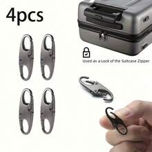 4 Packs Anti-Theft Zipper Clips – Secure Locking Zipper Pulls Replacement – Versatile Black Multi-Purpose Hooks – Double Opening Universal Connector