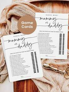 20 张“谁是妈妈还是爸爸”游戏卡、迎婴派对游戏卡、迎婴派对游戏和活动、适合男孩或女孩的趣味迎婴派对游戏